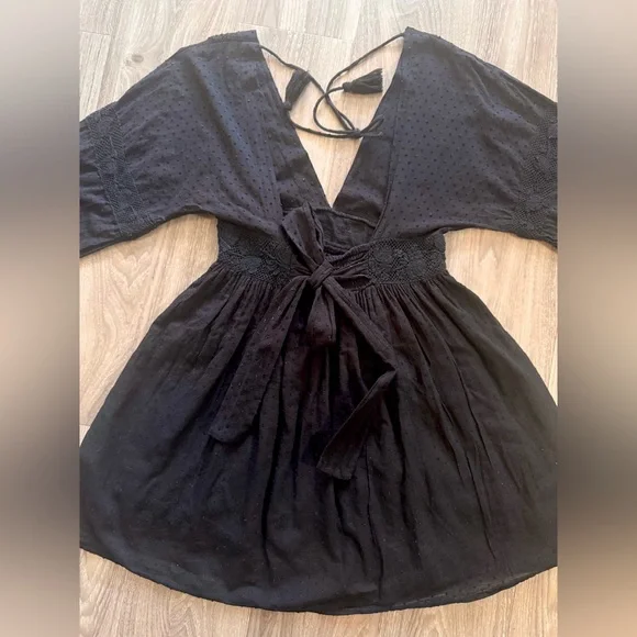 Free People-Small black embroidered cotton mini dress - Picture 6 of 8